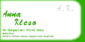 anna klcso business card